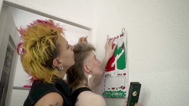 horny amateur dykes kitchen quickie // girl on girl hot kissing