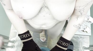 GIRLFRIEND jerks me off in POOL CHANGING ROOM – GUESS GLOVES& CUM