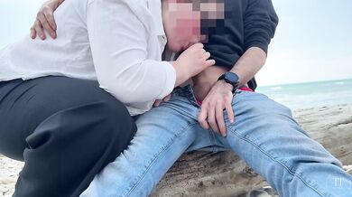 Dominant milking on secluded beach section - Horny stranger catches me jerking off by the sea