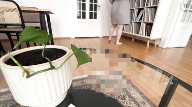 Willing cleaner cheats with husband while stuck under the table - including creampie