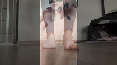 After having my slave between my toes all the time, I'm now going to crush him with my sweaty feet