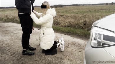 OUTDOOR BLOWJOB with BLOWDROPS in the COLD ends with CUM in MOUTH