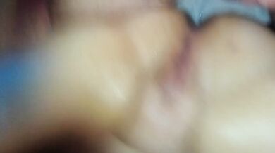 My stepsister pisses on my cock and I spread her pussy for piss