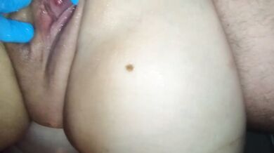 My stepsister pisses on my cock and I spread her pussy for piss