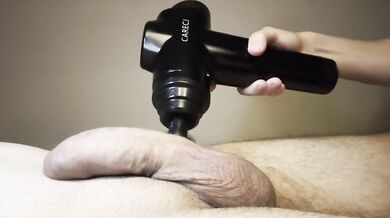 Wellness with the massage gun for my uncircumcised flaccid cock - Luce Avery