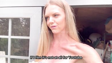 Stranger Challenge - French milf with big tits empties the gardener's balls on her face!
