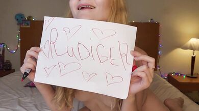 A cute blonde shoots a custom video for a subscriber and cums hot.