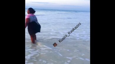 Early morning walk on the beach led to wetness and loud moaning...