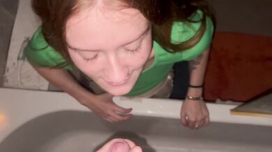 Sexy Slut Takes My Load In The Bathroom