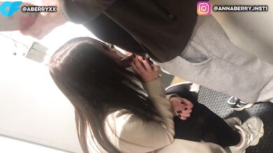 The girl gave me a blowjob in the fitting room, and I fed her my cum.