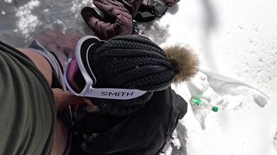 Snowbunny wants a quickie on the slopes! Cum on puffy jacket