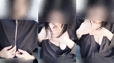 車の中でムラムラ 自分で乳首を舐めて吸う