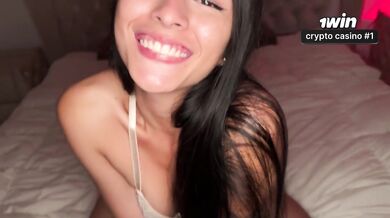 FACIAL! Sexy Colombian teen is fucked by big cock and cums on her face!