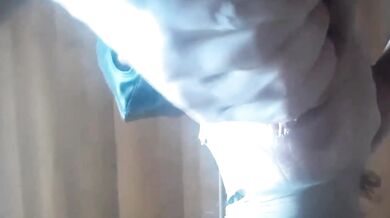 Second view of a milf Hooded in nylon, blindfolded with duct tape, facialized, and cummed in mouth