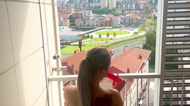 I'm the Horniest Neighbor! I Masturbate on the Balcony With Squirt Jets!