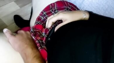 She excites him along the day but let him cum on her tits