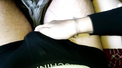 She excites him along the day but let him cum on her tits