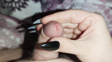 I scratch his full balls with my black nails and jerk his cock until he cums *Trailer*