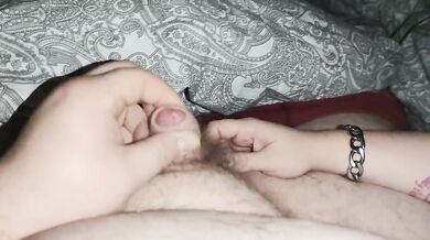 Handjob before bed with long nails *girlfriend laughs at me because i facial myself*