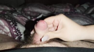 Handjob with long red nails