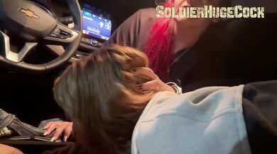 Beautiful lesbians playing in the car and sucking the driver's cock until he cums
