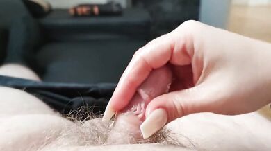 Handjob with hot long nails and oil *his cumshot was so intense that he sprayed himself in the face*