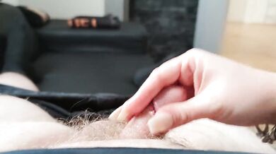 Handjob with hot long nails and oil *his cumshot was so intense that he sprayed himself in the face*