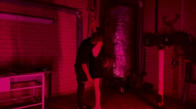 Slut beeing dressed up mid session for a break and a cigarette