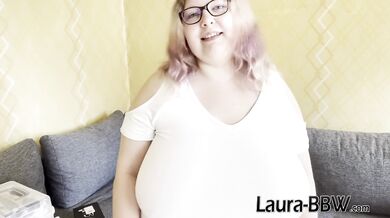 BBW babe pisses on your cock and fucks her tight asshole!