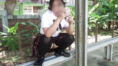 Public exposure socks girl outdoors 2