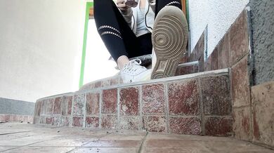 Showing my socks and feet while smoking