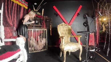 Slave in a cage, with fragrant underpants!