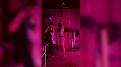 Slut bondage hanging and spanking
