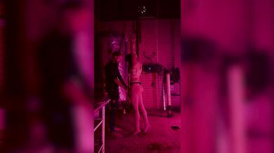 Slut bondage hanging and spanking