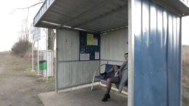at the train station