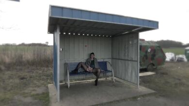 at the train station