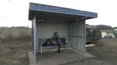 at the train station