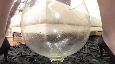 pee into the glass