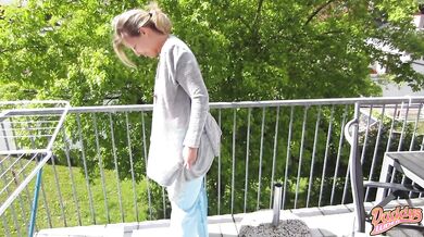 strulling in your pants on the balcony