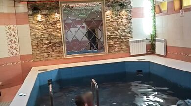 Fucking a blonde in the sauna