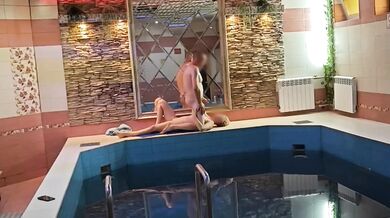 Fucking a blonde in the sauna
