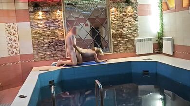 Fucking a blonde in the sauna