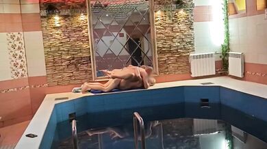 Fucking a blonde in the sauna
