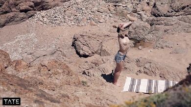 horny college girl fuck a stranger in a nude beach - little arden
