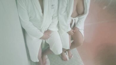 Slut wife fucks stranger at the sauna
