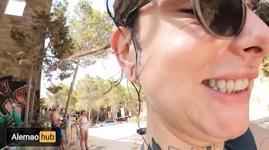 Amazing Sex on a Paradisiac Beach at Ibiza, with cum walk in public! Alemaohub