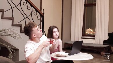Step Sister Teases Step Brother and Gets More Than She Bargained For on the Stairs