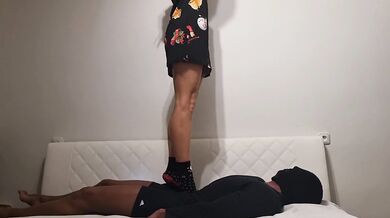 Barbie Trampling Body, Face and Cock in Socks and Bare No.25
