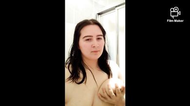 Chubby girl in shower