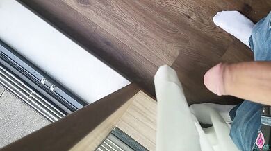 I caught him watching me on the balcony - PUBLIC SEX